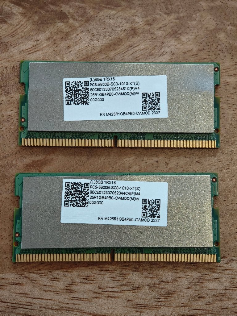 2x8 16GB DDR5 SODIMM RAM geheugen voor laptop, Ophalen of Verzenden, Zo goed als nieuw, DDR5, Laptop
