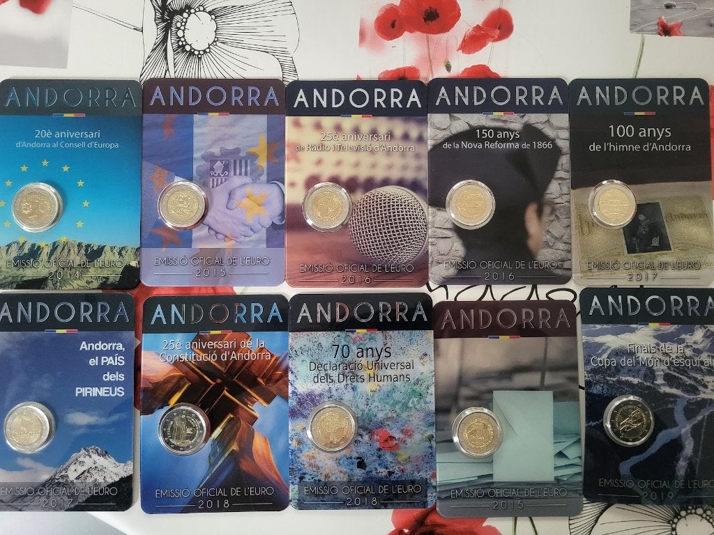 Lot 10 pièces 2€ Commémoratives Andorre, Ophalen, Overige landen, 2 euro, Setje