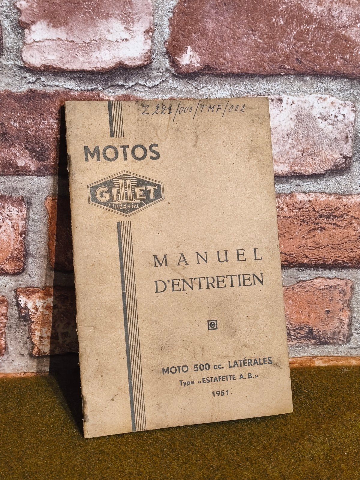 Manuel d'entretien Gillet estafette AB 500cc, Enlèvement ou Envoi