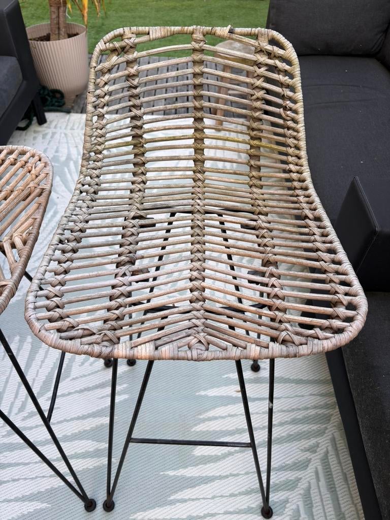 Hoge barstoel, Maison & Meubles, Tabourets de bar, Avec repose-pieds, Osier, 2 tabourets, Enlèvement