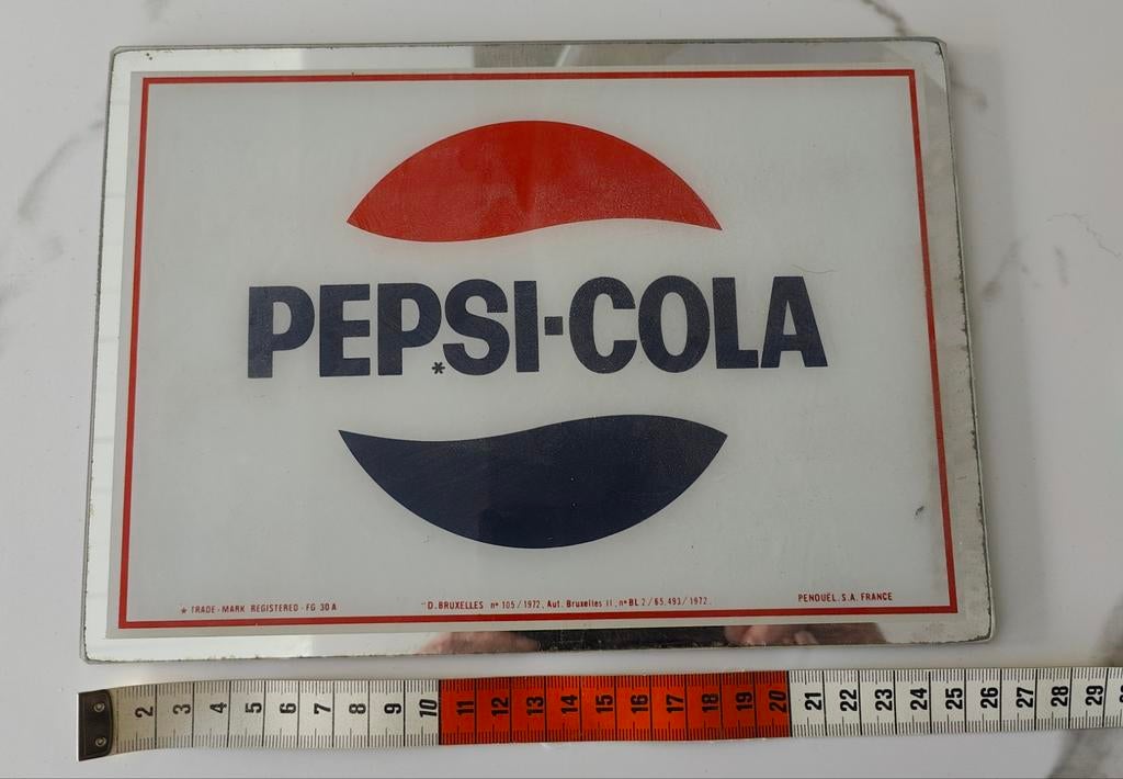 Vintage Pepsi-Cola reclame in spiegelglas, Verzamelen, Merken en Reclamevoorwerpen, Ophalen of Verzenden
