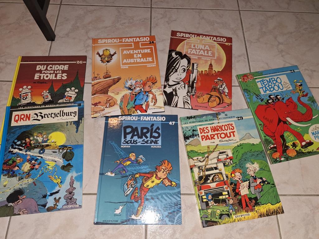 Lot de 7 Bd Spirou et Fantasio 18,24,26,29,34,45,47 pour 32€, Une BD, Enlèvement, Utilisé