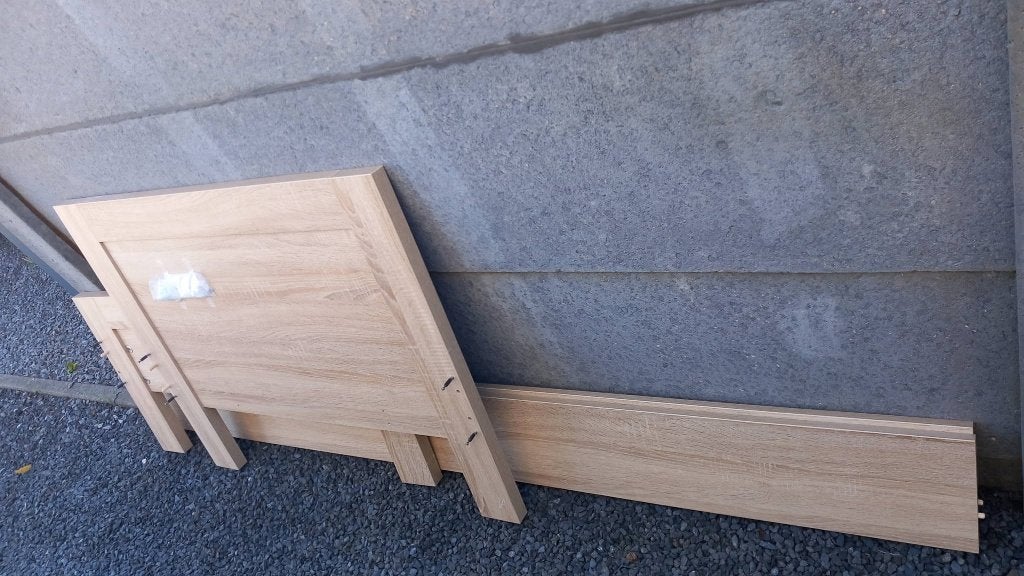 1 persoonsbed + nachtkastje, 2 lattenbodems voor 1 persoon, Huis en Inrichting, Slaapkamer | Bedden, Ophalen, Gebruikt, 90 cm