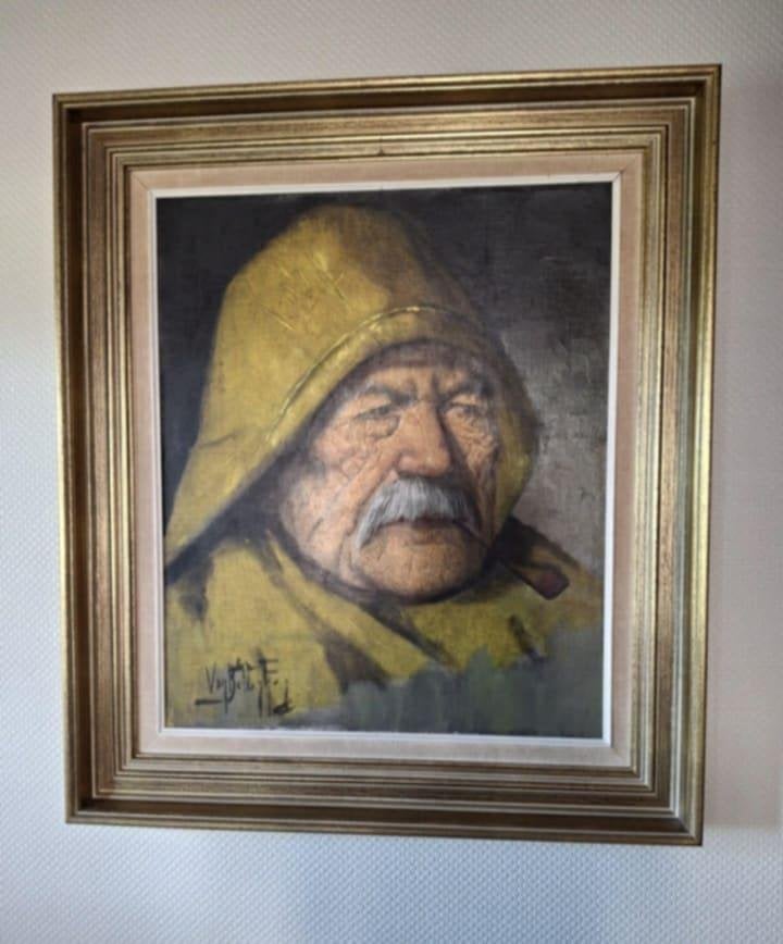 Schilderij Aimé Van Belleghem Oude visser., Ophalen, Portret of Personen