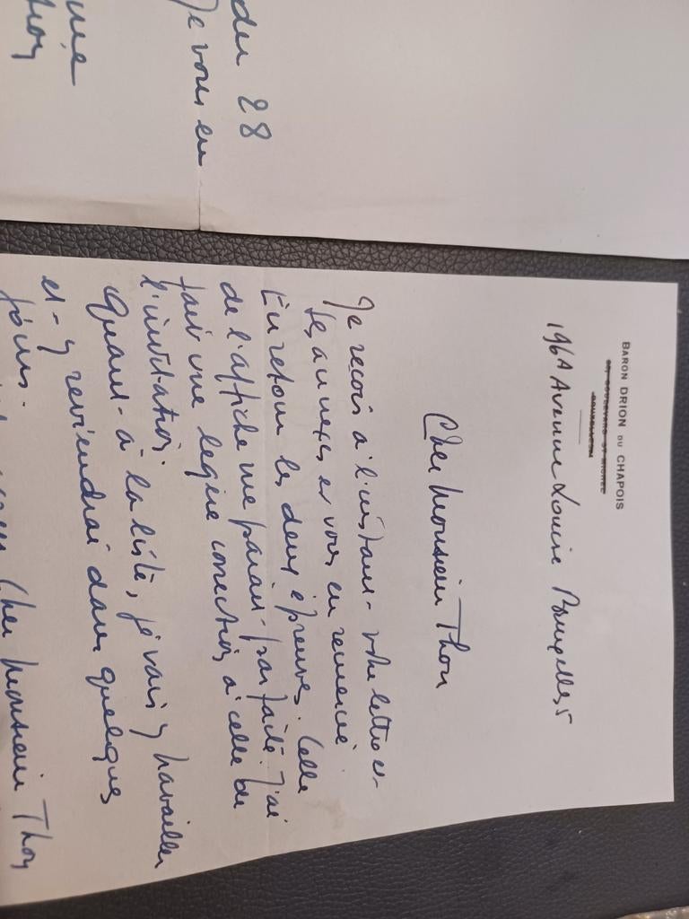 Lettre autographe Poète Baron Drion du Chapois, Enlèvement ou Envoi