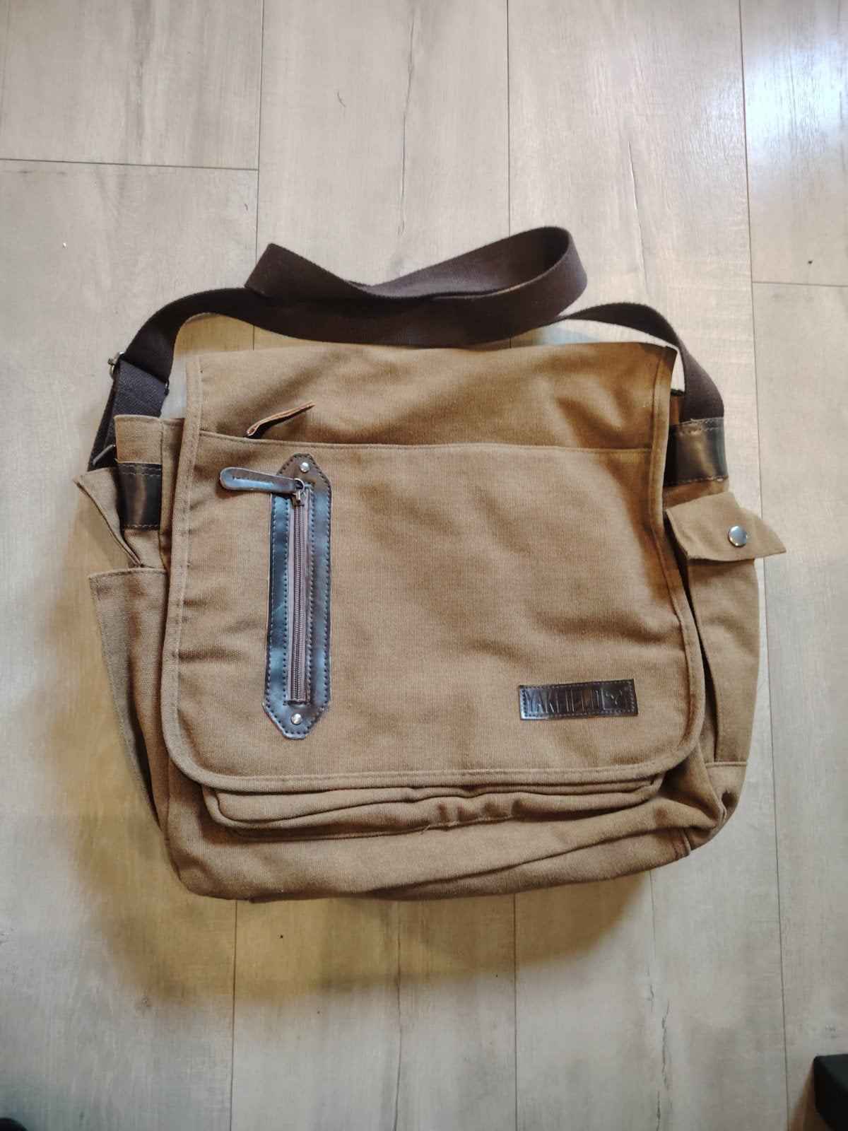 Vintage Canvas Schoudertas / Laptoptas – Lakefield (Bruin), Ophalen of Verzenden