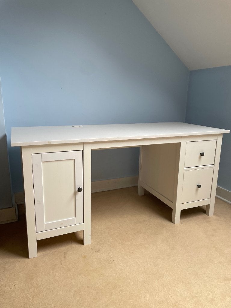 Wit bureau met opbergruimte, Huis en Inrichting, Ophalen, Demontabel, Gebruikt, Wit