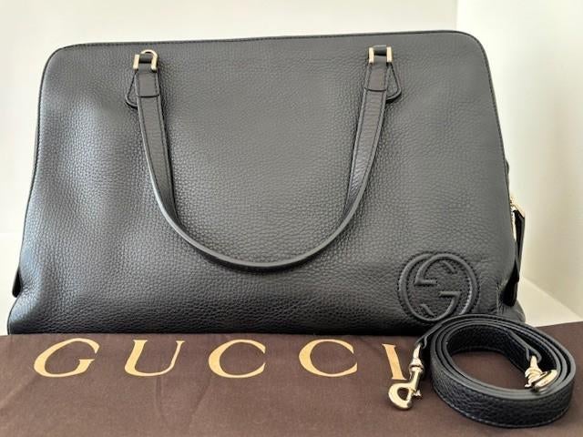 GUCCI zwart lederen tas met 2 aparte compartimenten, Overige merken, Zwart, Ophalen of Verzenden, Zo goed als nieuw