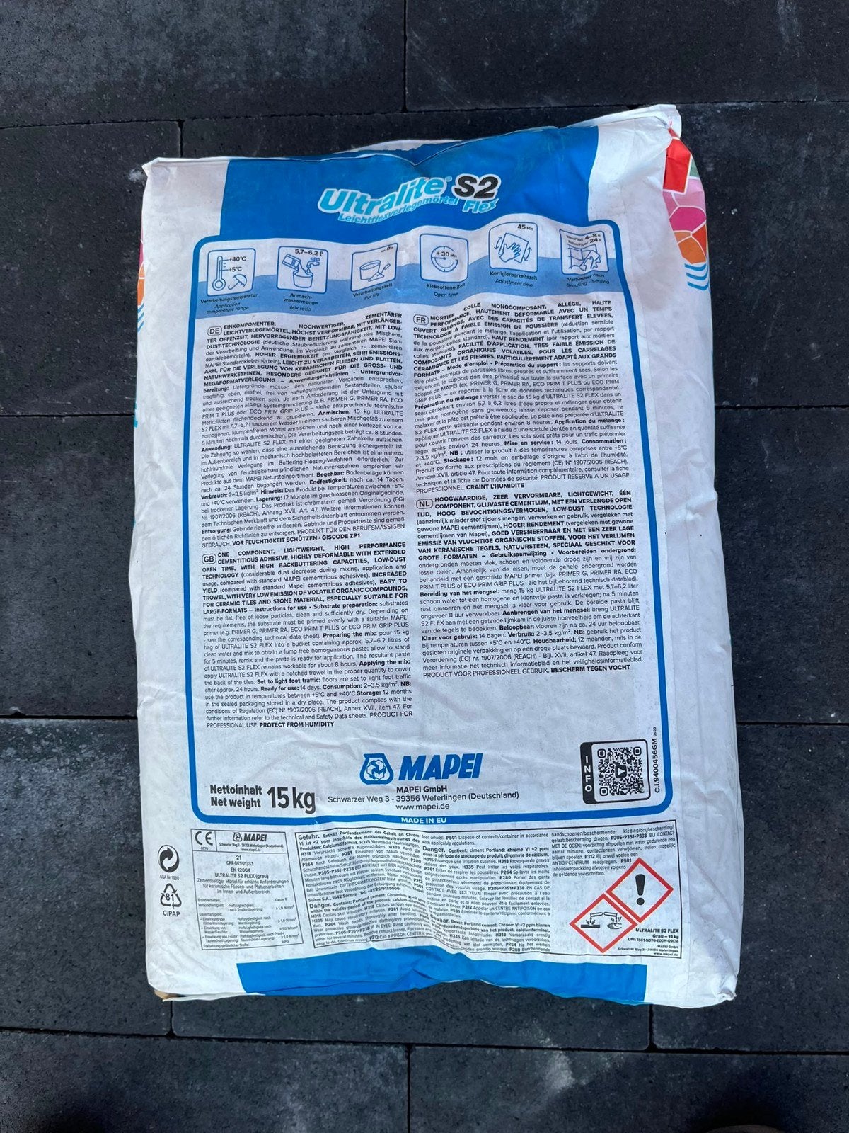 Tegellijm Mapei Ultralite S2 3,5x 15kg, Ophalen, Nieuw, Vloertegels