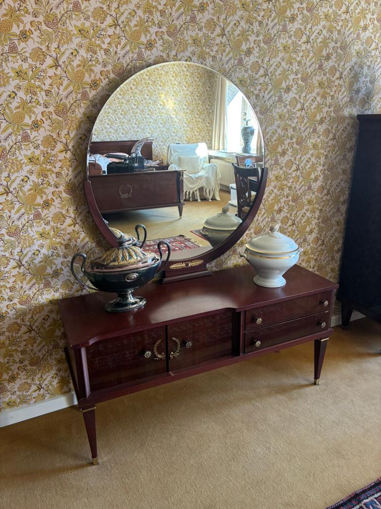 Buffet vintage avec grand miroir rond, Enlèvement
