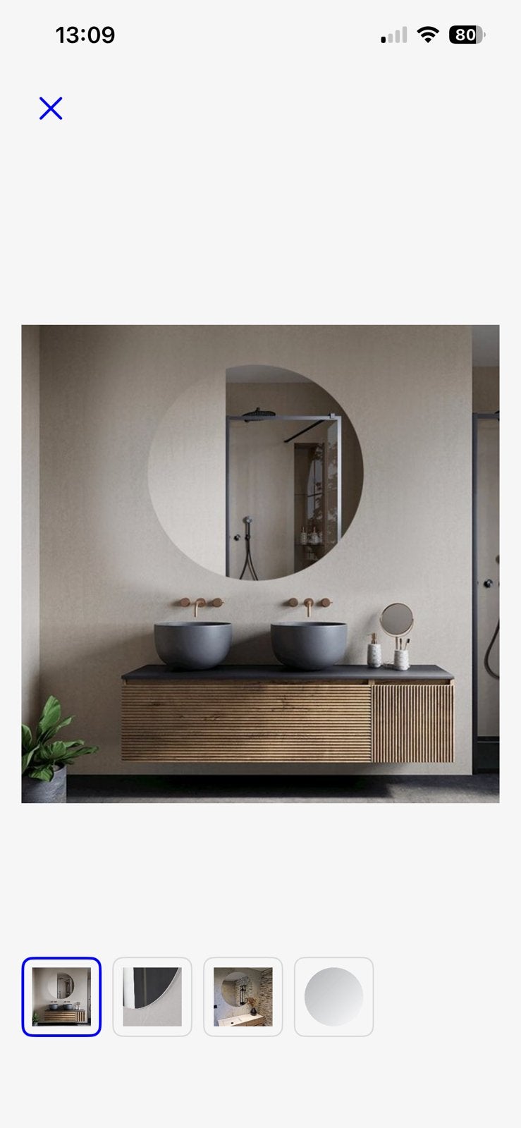 Badkamerspiegel rond 80cm, Ophalen, Nieuw, 50 tot 100 cm