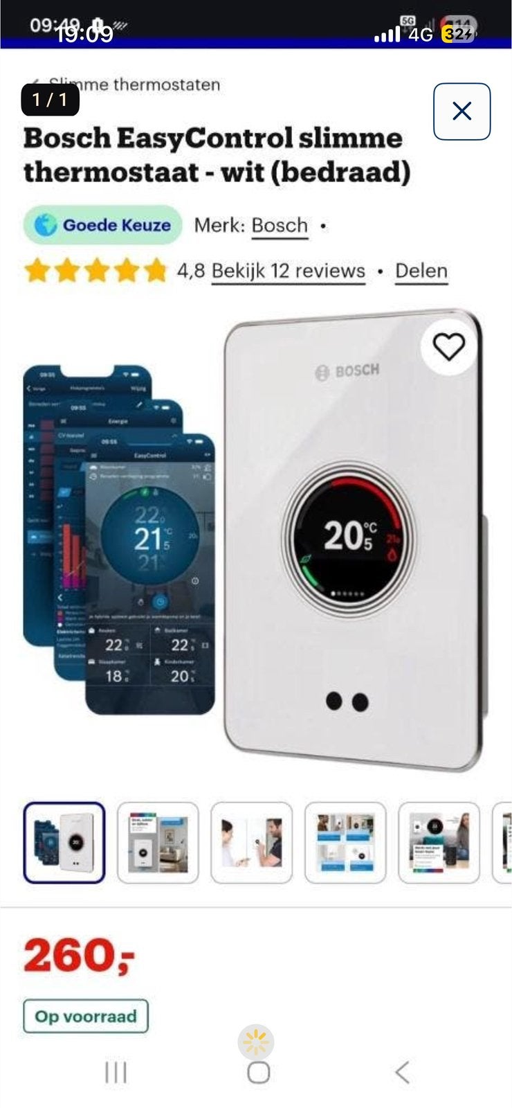 Thermostaat Bosch, Doe-het-zelf en Bouw, Alarmsystemen, Ophalen, Zo goed als nieuw