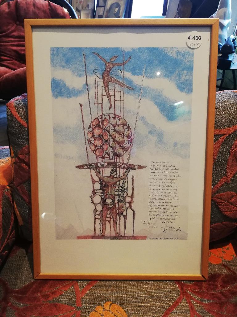 Walter De Buck Gentse haven beeld lithografie, Antiek en Kunst, Ophalen