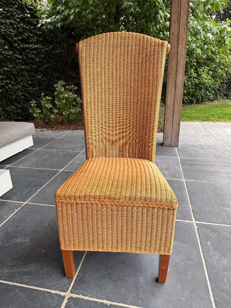 6 rieten stoelen, Huis en Inrichting, Stoelen, Ophalen, Gebruikt, Bruin, Riet of Rotan