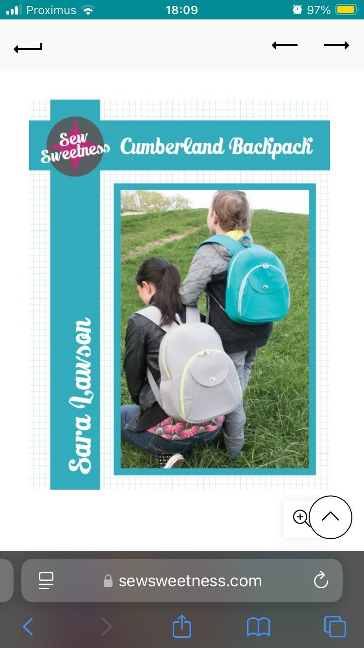 Patroon + materialen Cumberland Backpack van Sew Sweetness, Hobby en Vrije tijd, Naaien en Fournituren, Ophalen of Verzenden, Nieuw