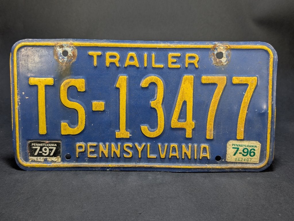 Pennsylvania Lisence Plate 1996 (USA), Bleu, Métal, Objet de décoration, Vintage
