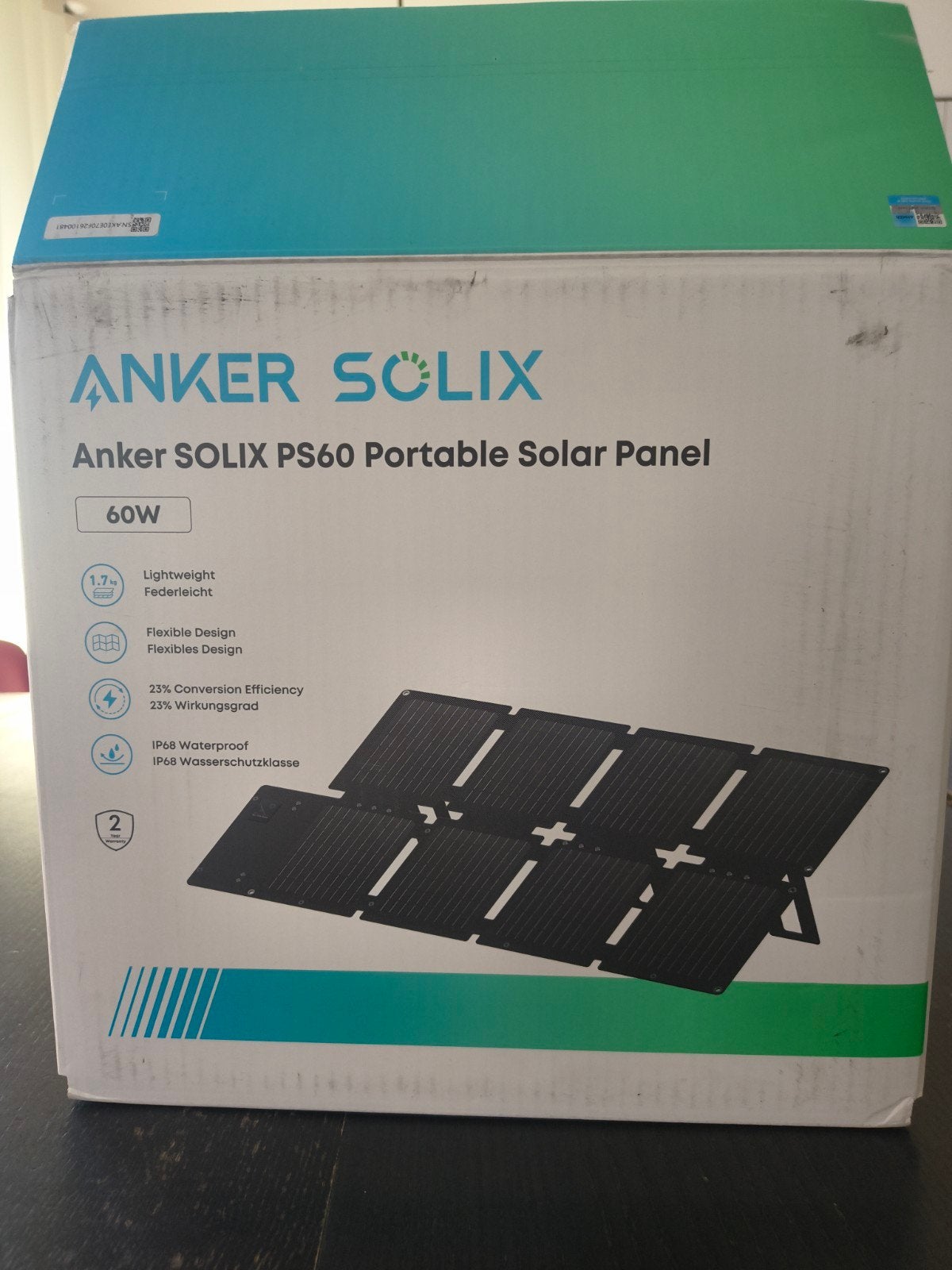 Anker SOLIX PS60 - draagbaar en opvouwbaar zonnepaneel, Ophalen, Nieuw, Paneel, Minder dan 100 wattpiek