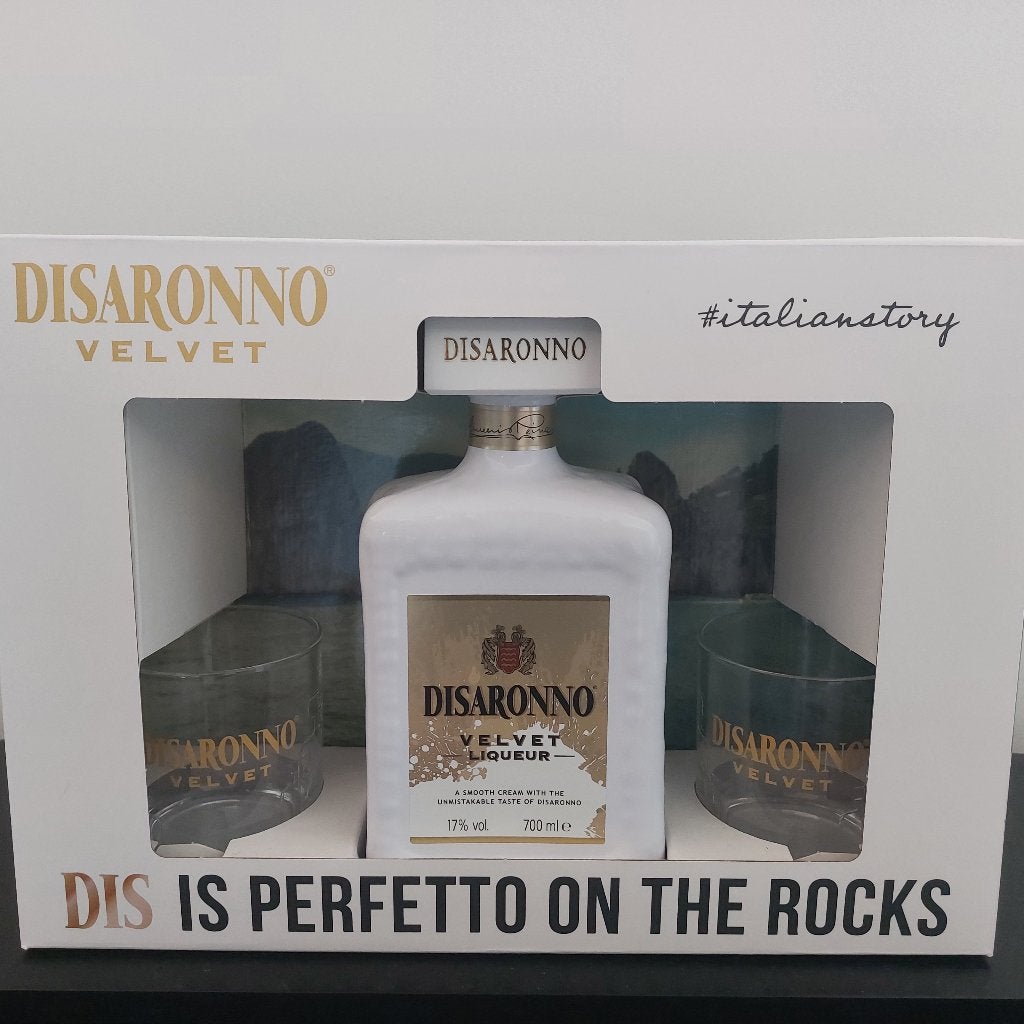 Disaronno Velvet Likeur met degustatieglazen, Neuf, Verre ou Verres, Verre, Enlèvement