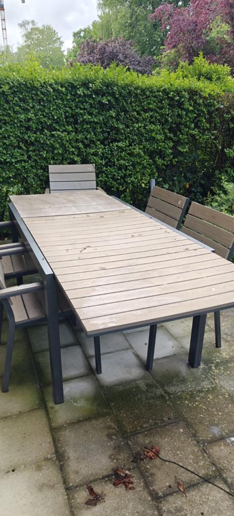 Table avec 6 chaises terasse, Enlèvement, Bois