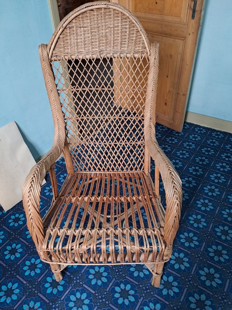 Rieten zetel te koop, Huis en Inrichting, Fauteuils, Ophalen, Gebruikt, Riet of Rotan