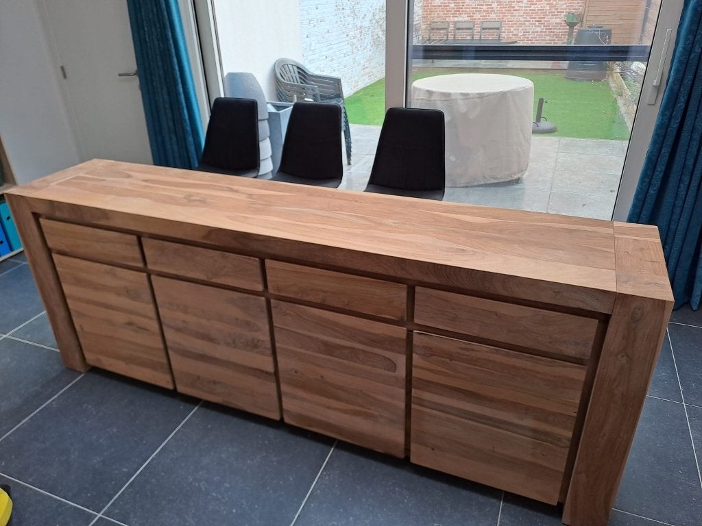Woonkamer - dressoir Sheesham hout - 225x45x85, Avec tiroir(s), 25 à 50 cm, 200 cm ou plus, Landelijk / rustiek / modern / natuurlijk / hout