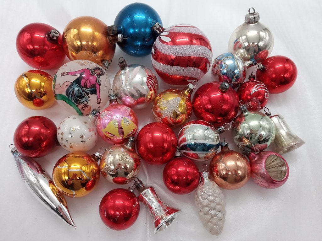Set vintage glazen kerstballen (nr.1), Ophalen of Verzenden, Gebruikt