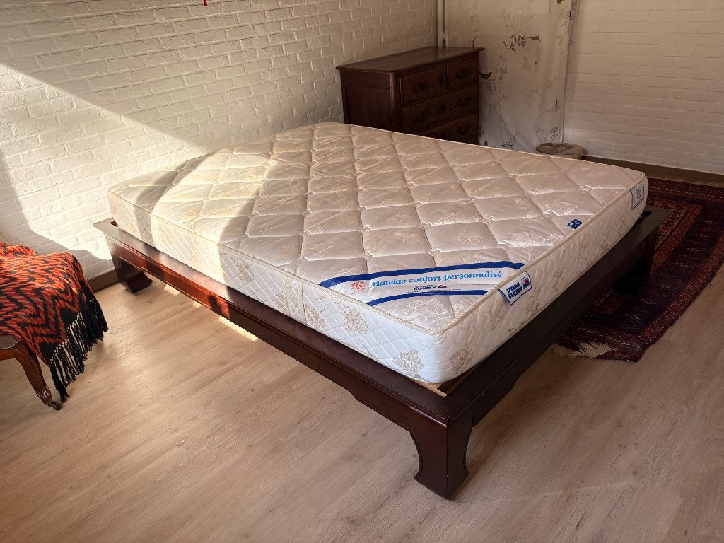 Houten bed met latten en matras, het prachtige beddengoed, Gebruikt, 100 cm of meer, 180 cm of meer, Ophalen