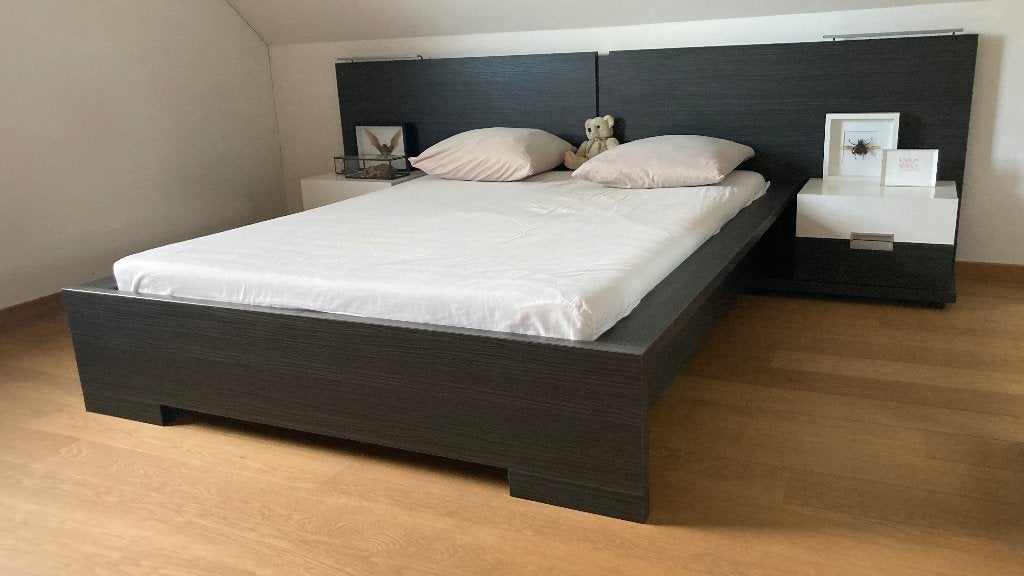 Bed compleet - 140x200cm, Maison & Meubles, Queen size, Brun, Enlèvement, Bois