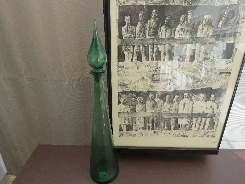 Carafe verte vintage Empoli 63 cm, Enlèvement ou Envoi