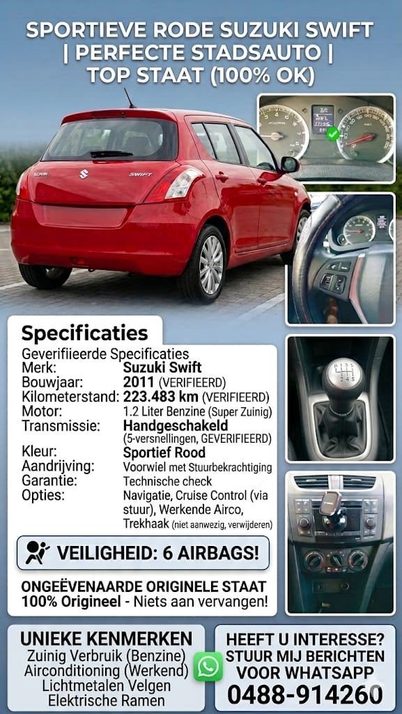 Suzuki Swift 2011 très économique à vendre, Enlèvement, Avant, Suzuki