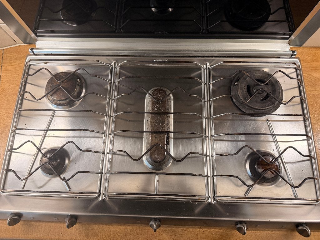 Smeg gaskookplaat – 5 branders – inox – glazen afdekplaat, Huis en Inrichting, Ophalen, Gebruikt, 50 tot 100 cm, Minder dan 25 cm