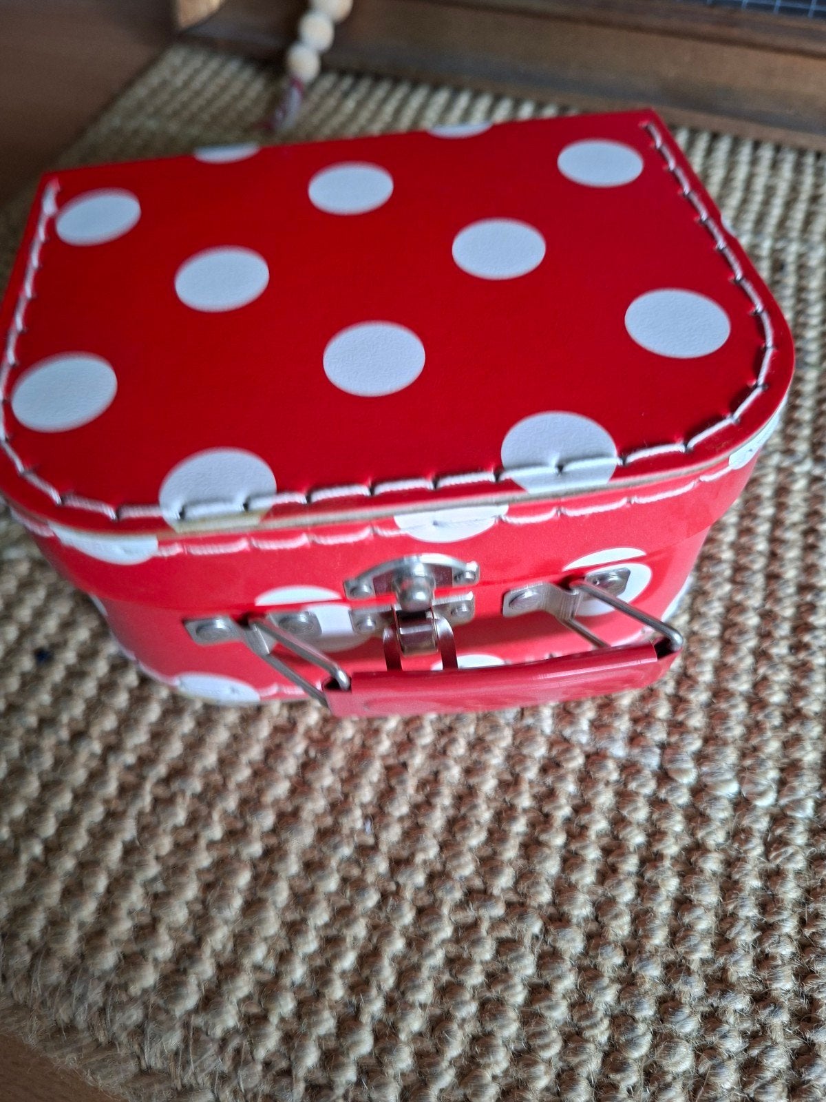 Valiesje  vintage  rood met witte bollen, Enlèvement ou Envoi, Rouge