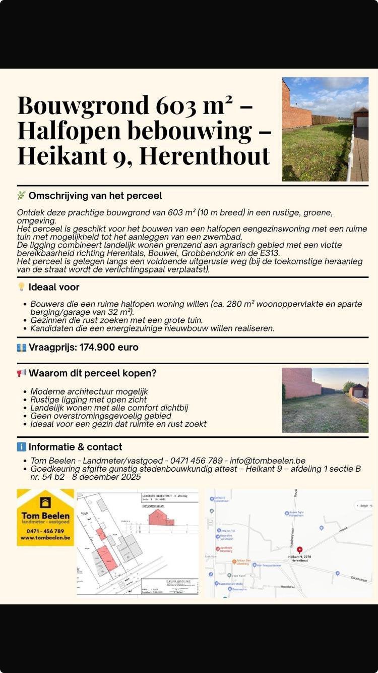 Bouwperceel te koop - Herenthout, 500 à 1000 m²