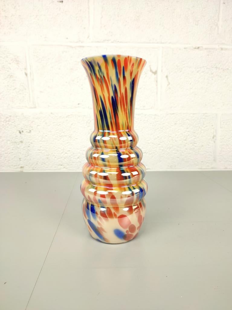 Antieke iriserende Kralik spetterglas vaas, Antiek en Kunst, Antiek | Glaswerk en Kristal, Ophalen of Verzenden