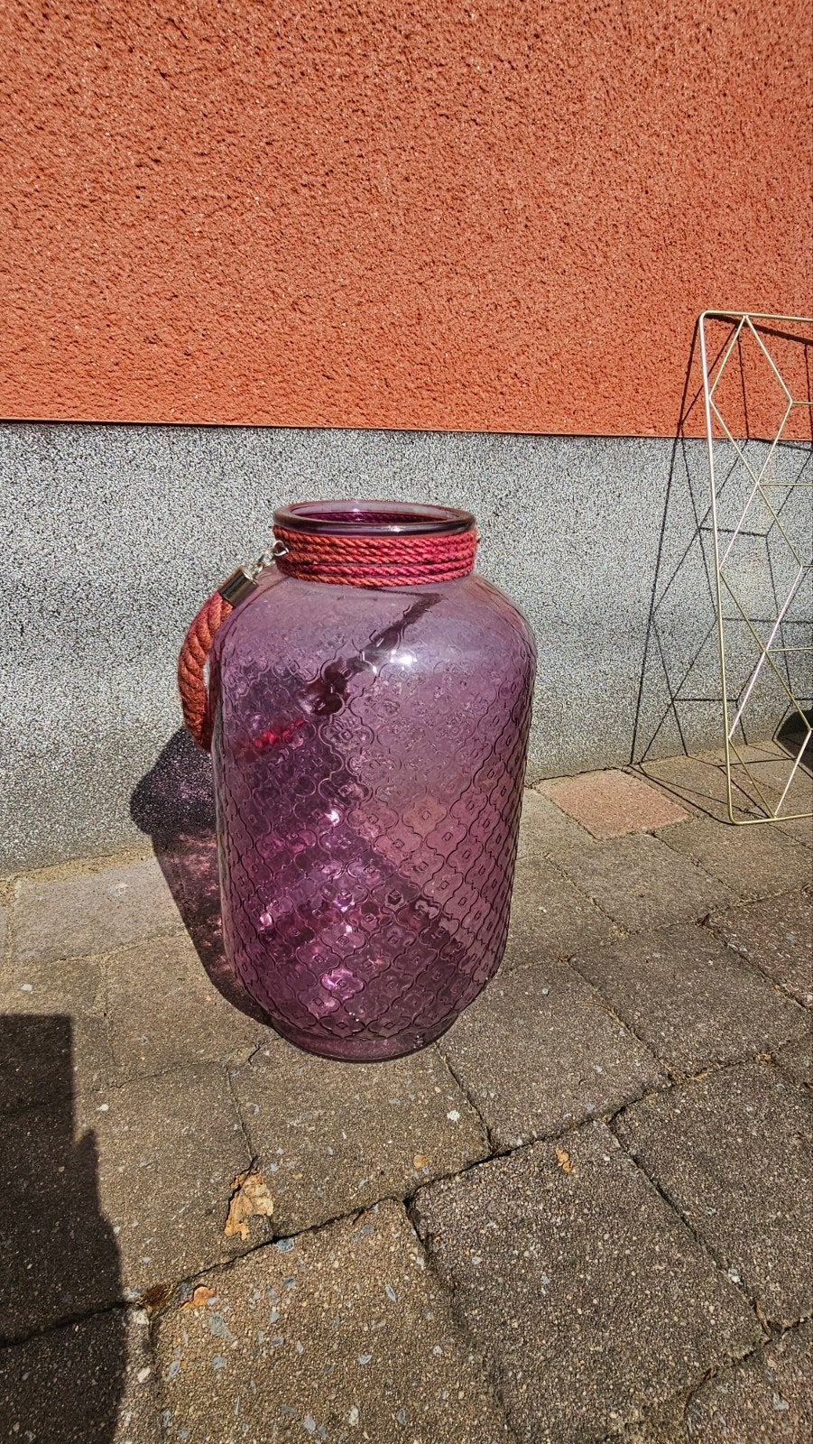 windlicht / vaas, Ophalen, Gebruikt, Paars, Glas