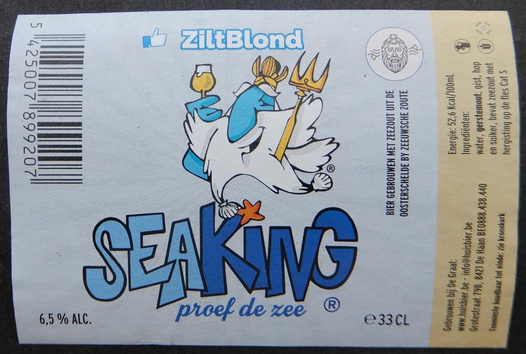 Bieretiket Seaking Ziltblond Brouwerij De Graal (13g9), Verzamelen, Verzenden, Gebruikt