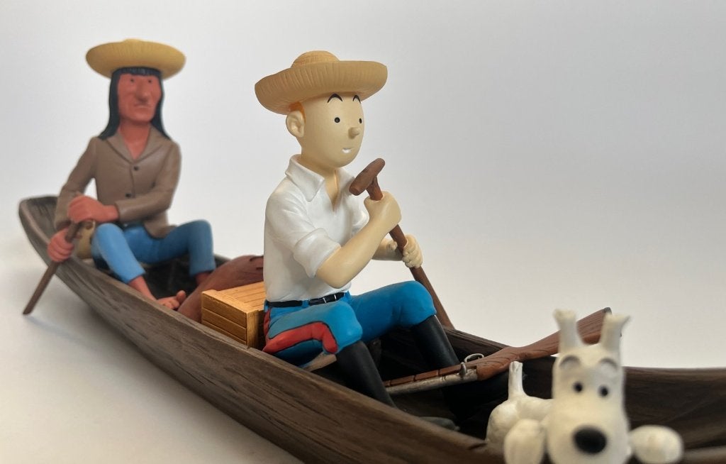 Tintin et l'Indien dans la pirogue, Enlèvement ou Envoi, Tintin, Neuf, Statue ou Figurine