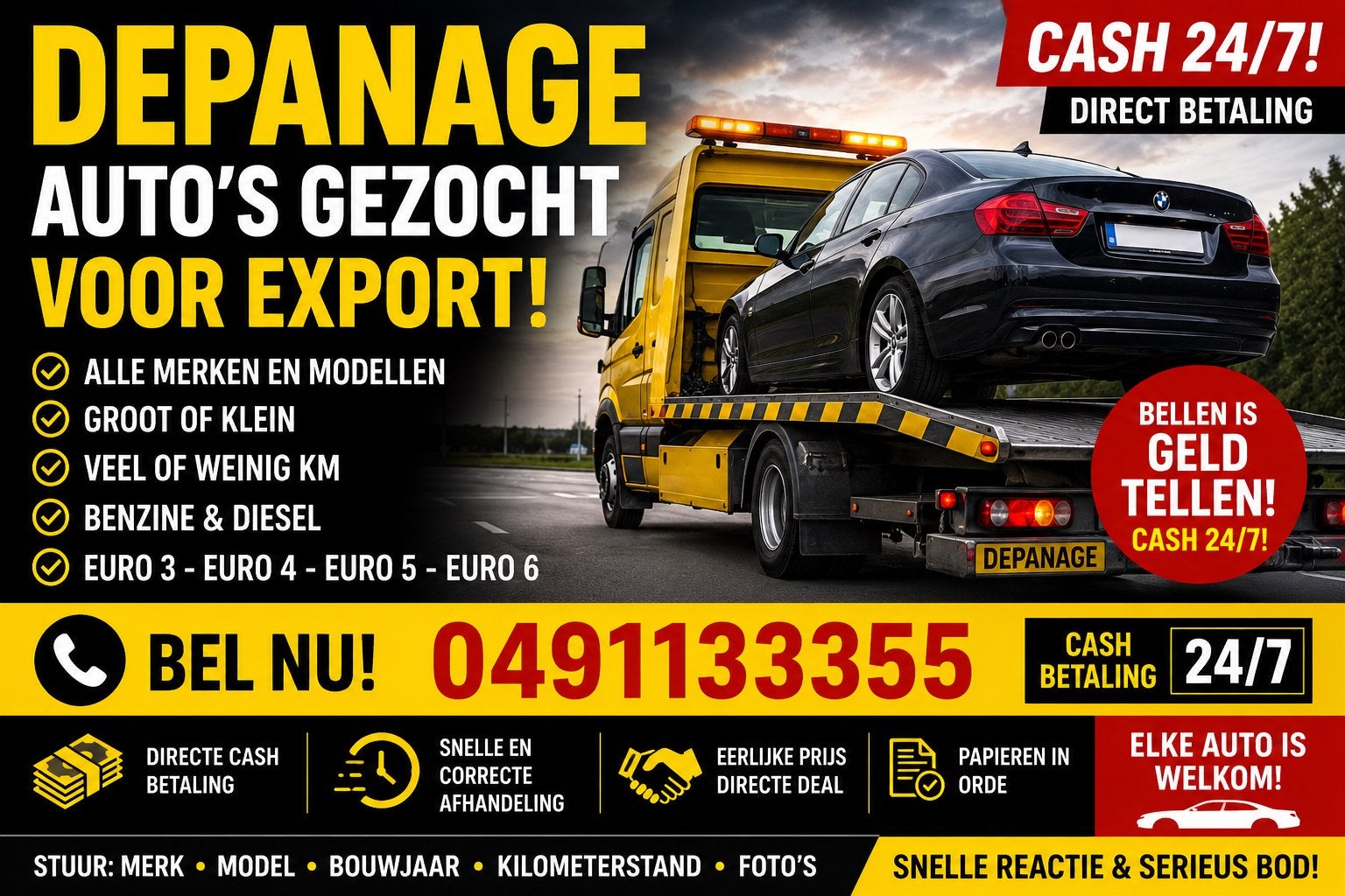 Voitures recherchées pour l'exportation !  tout est éligible, Enlèvement