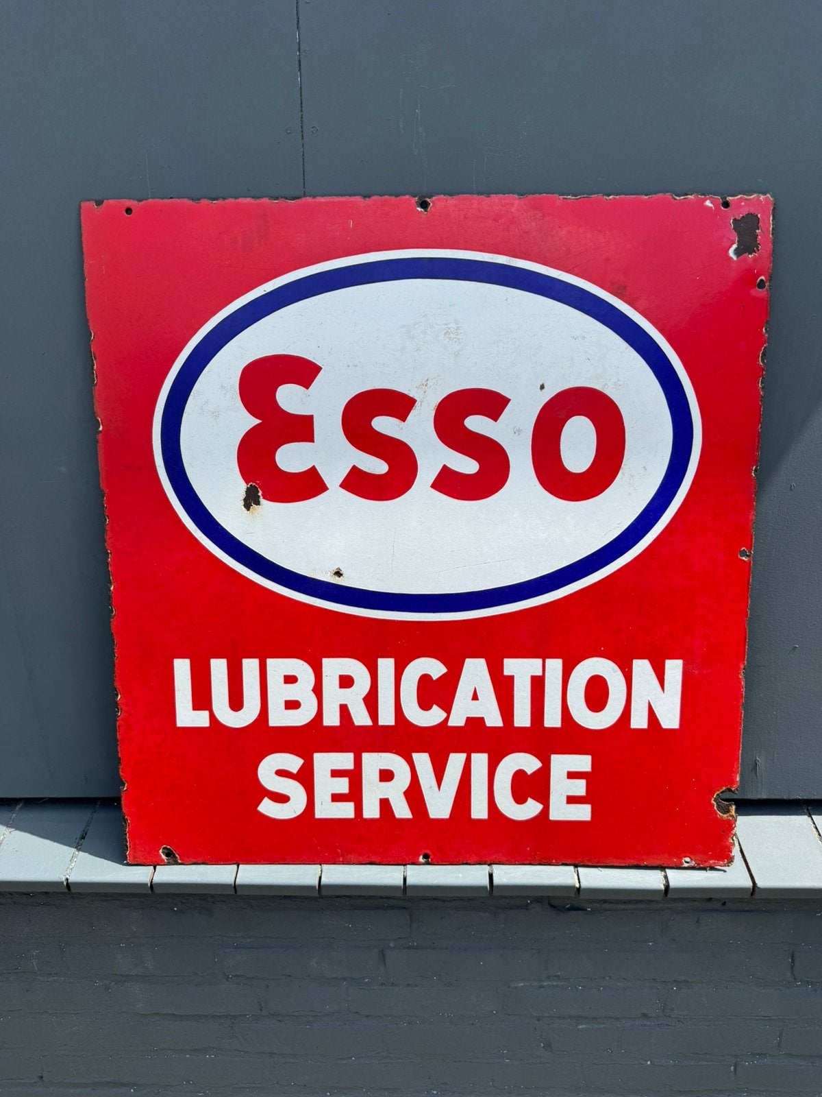 Grand panneau d'affichage en émail Esso 1939 !, Enlèvement, Utilisé, Panneau publicitaire