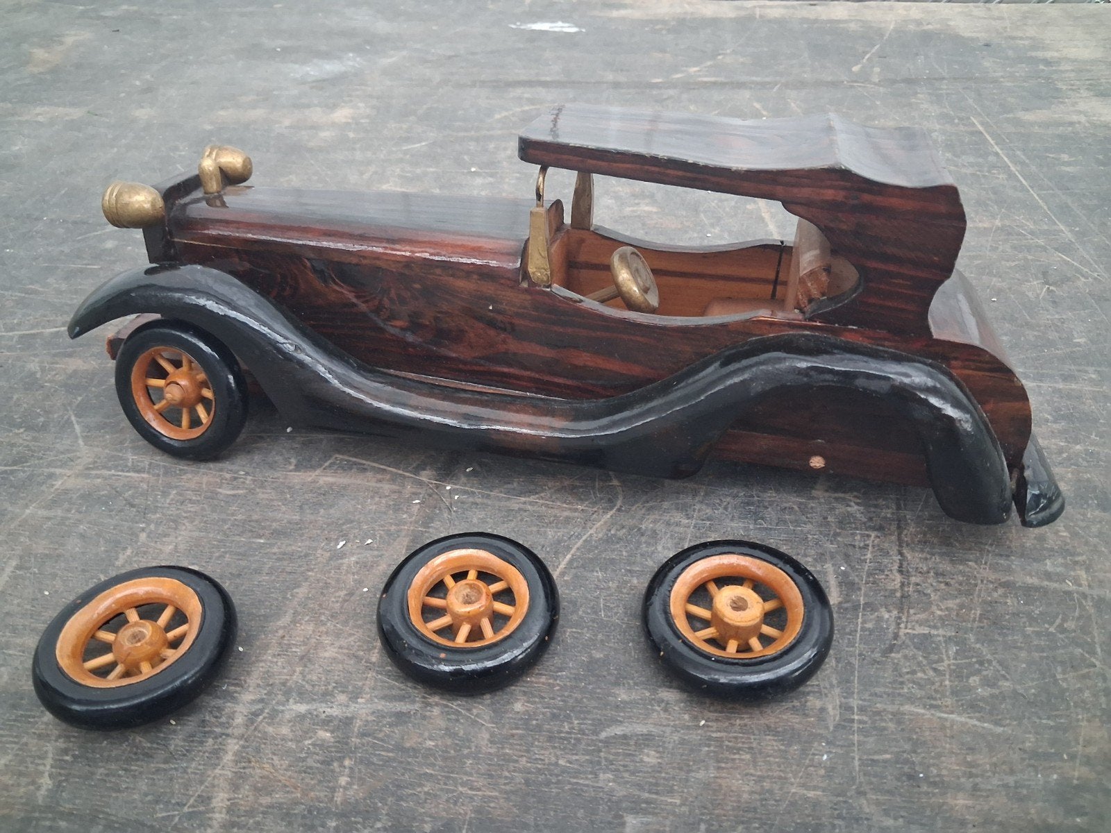 Kuifje houten auto deco-verzamelobject zoldervondst, Verzamelen, Ophalen of Verzenden