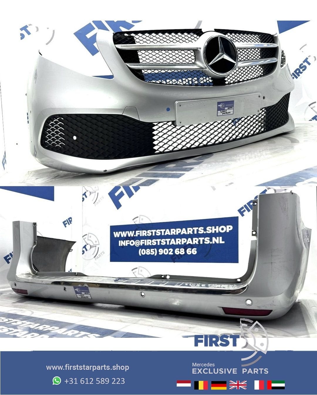 W447 V KLASSE FACELIFT VOORBUMPER + ACHTERBUMPER SET ZWART W, Auto-onderdelen, Gebruikt, -, Ophalen of Verzenden, Bumper