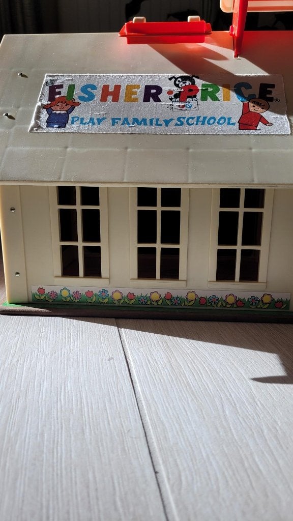 Vintage Fisher Price Play Family School, Ophalen, Zo goed als nieuw, Speelset, Met geluid