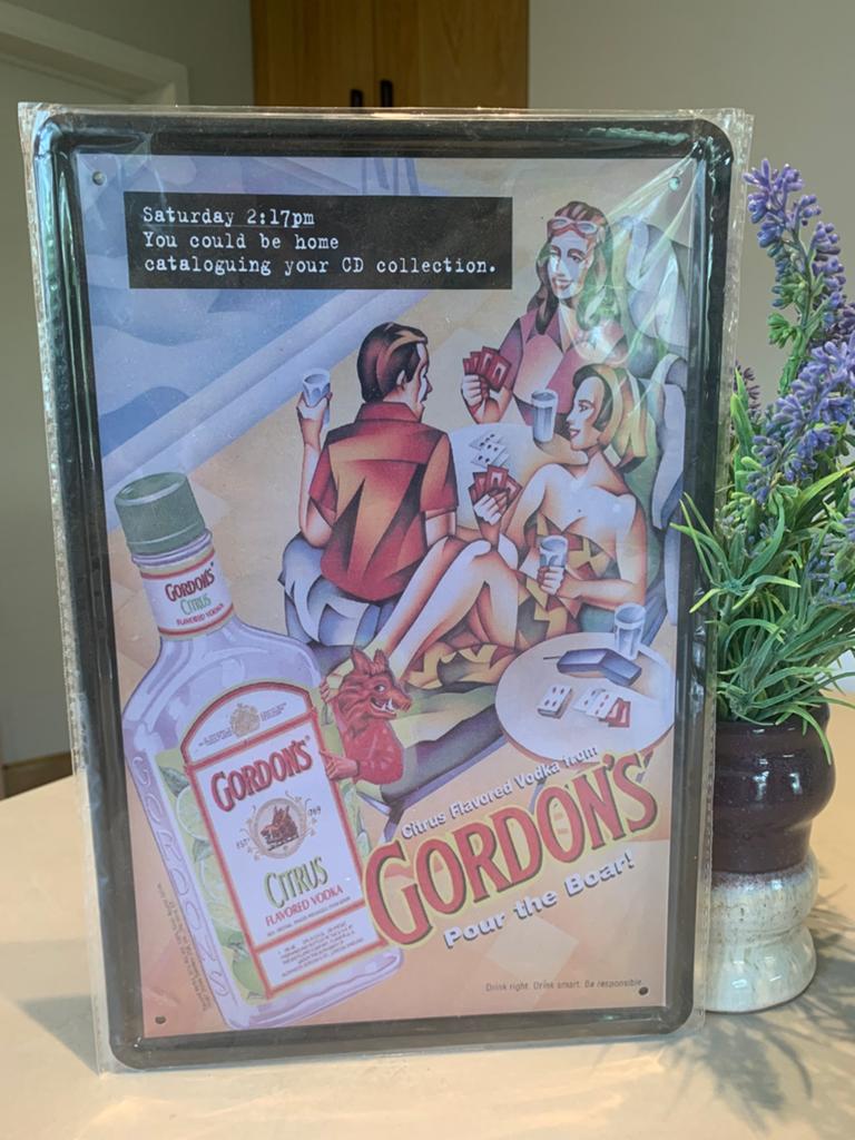 retro metalen reclamebord Gordon's Citrus Flavored Vodka, Verzamelen, Ophalen of Verzenden, Zo goed als nieuw, Reclamebord