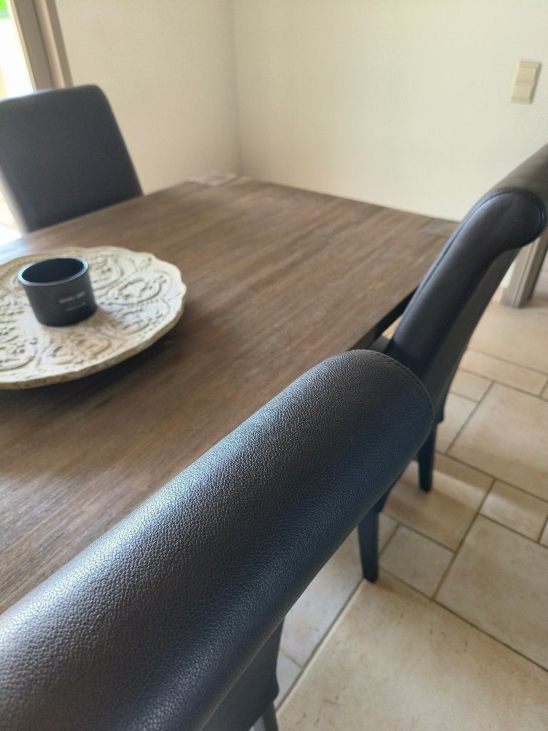 Vier stoelen in regeneratoleder, weba, Maison & Meubles, Enlèvement, Utilisé, Brun, Quatre