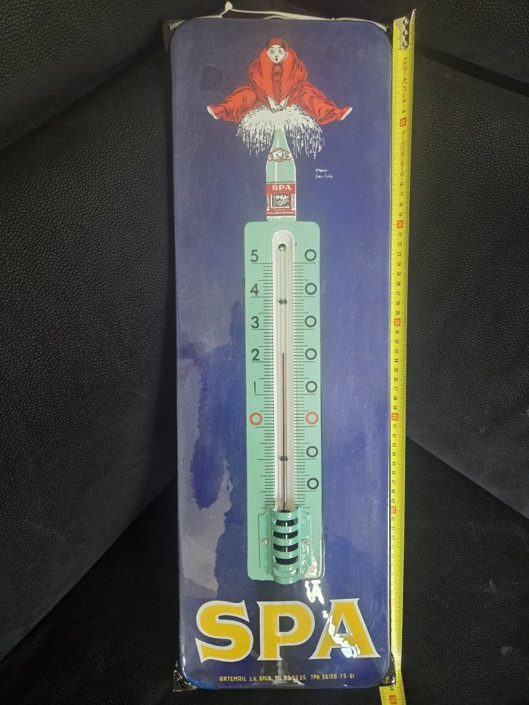 Zeldzame Vintage SPA Emaille Thermometer met unieke Misprint, Verzamelen, Ophalen, Gebruikt