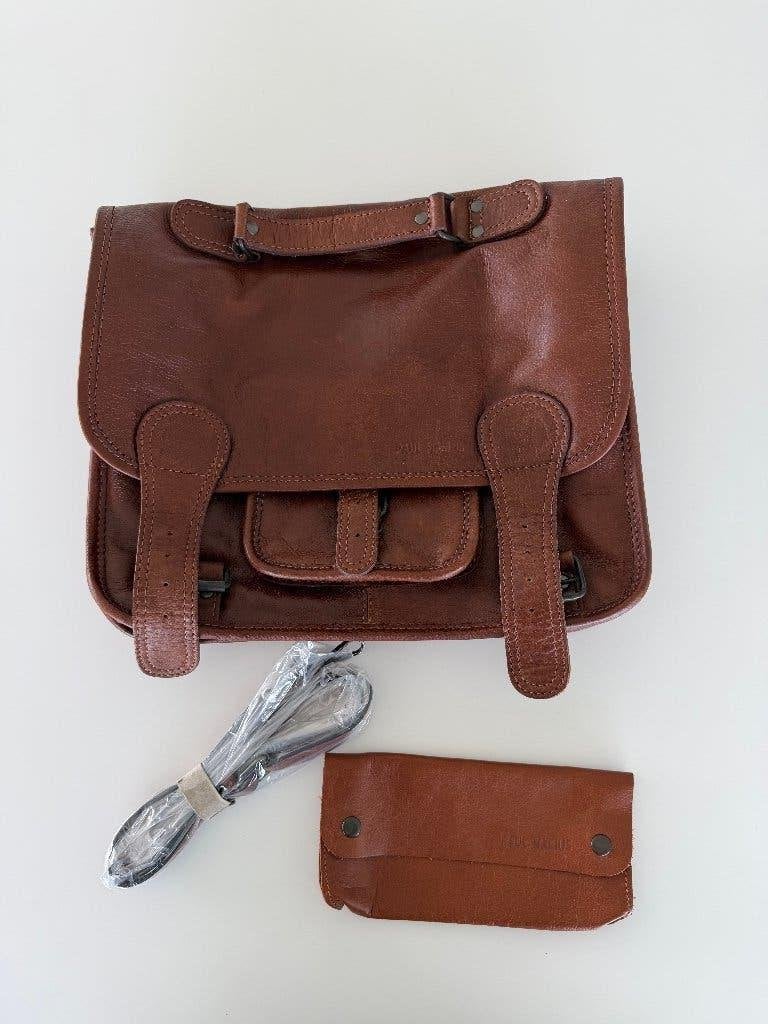 Paul Marius luxe leren laptoptas, Computers en Software, Laptoptassen, Ophalen, Bruin, Overige typen, Zo goed als nieuw