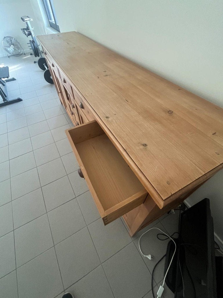 Massief houten buffetkast, 200 cm ou plus, Comme neuf, Landelijk, Enlèvement