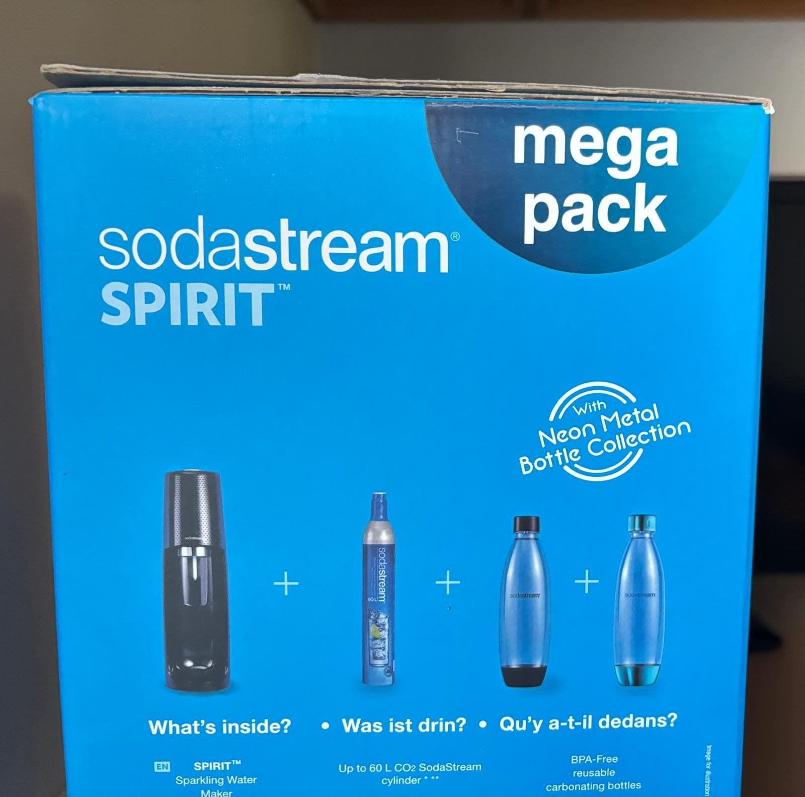 ALS NIEUW Sodastream Spirit Megapack met 3 extra flessen, Elektronische apparatuur, Ophalen of Verzenden