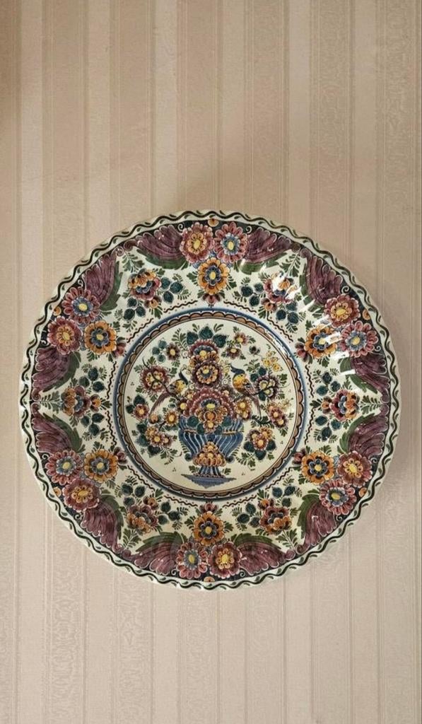 Grote gekleurde Delft schotel 48cm, Ophalen