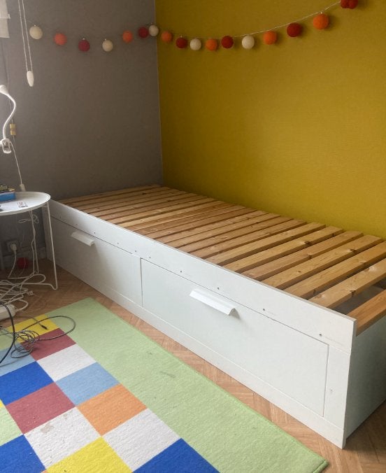 Eenpersoonsbed, Huis en Inrichting, Slaapkamer | Bedden, Ophalen, Gebruikt, Eenpersoons, Wit